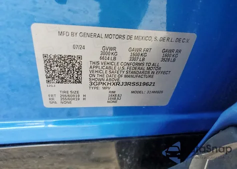 2024 Honda Prologue Tour z USA, uszkodzony, nr VIN 3GPKHXRJ3RS519621